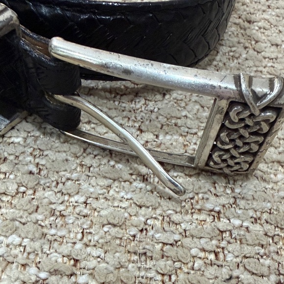 Vintage Brighton Belt S28 B4303 Embossed basket weave black leather - Picture 4 of 9